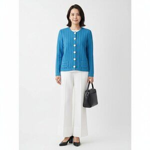 Castleberry Blue Knit Button Vintage Cardigan Long Sleeve Sweater M